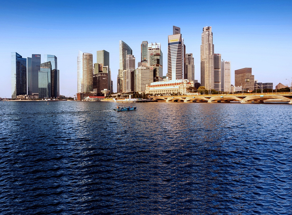 Singapore, Singapore - August 10,2012: Panoramic view of Singapore Central Business District (CBD) in the morning.
