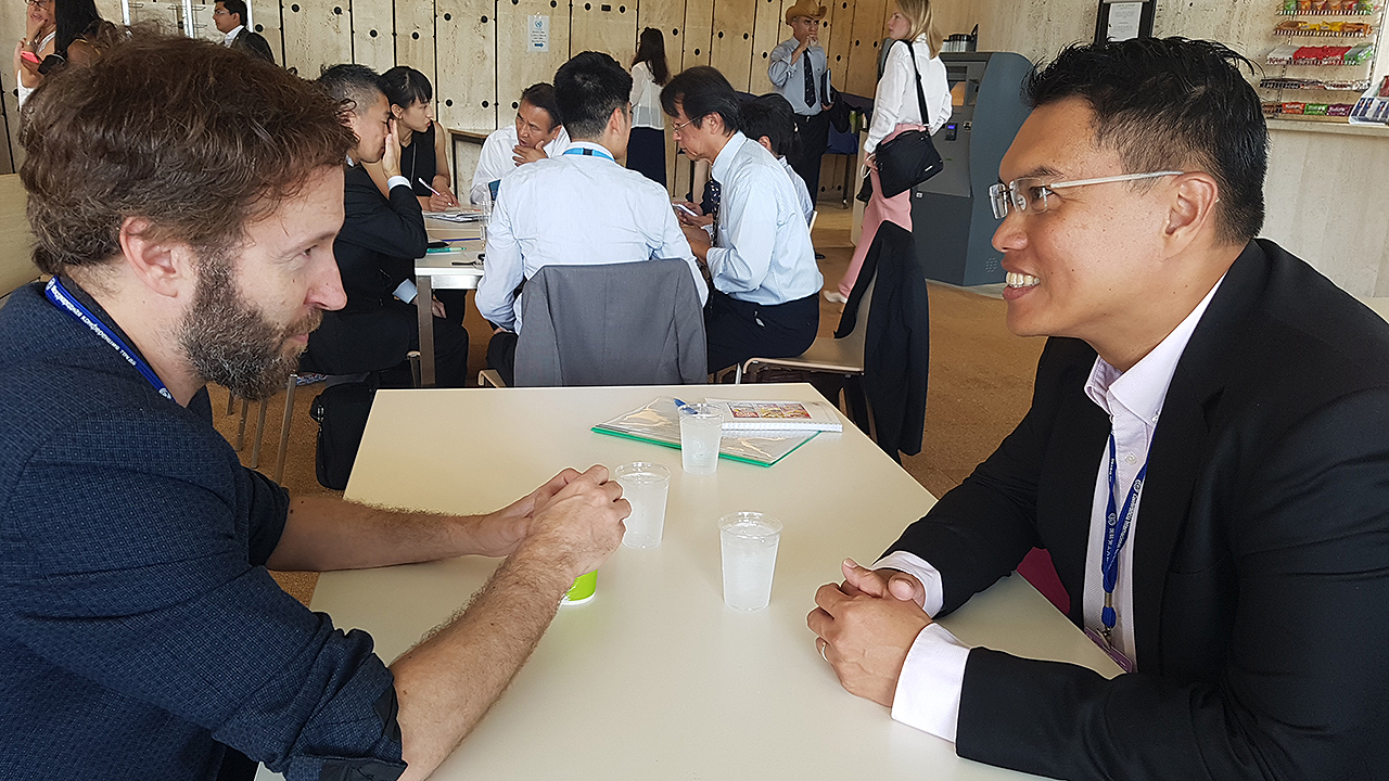 A meeting of minds between NTUC Assistant Secretary-General Patrick Tay and Stephen Russell of the United Kingdom Trades Union Congress.
