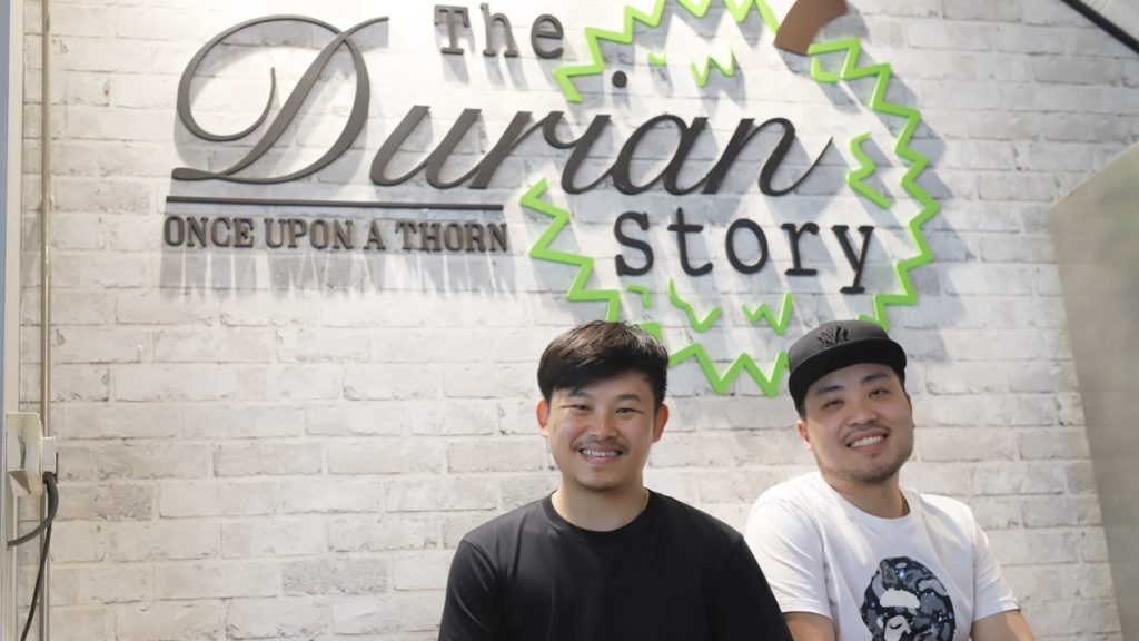 Business owners Jonathan Tee (left) and Jovias Tan (right) started The Durian Story to offer customers quality fruit at value-for-money prices. 