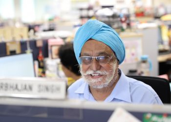 Despite his age, Mr Harbhajan Singh has gotten familiar with technology at work.