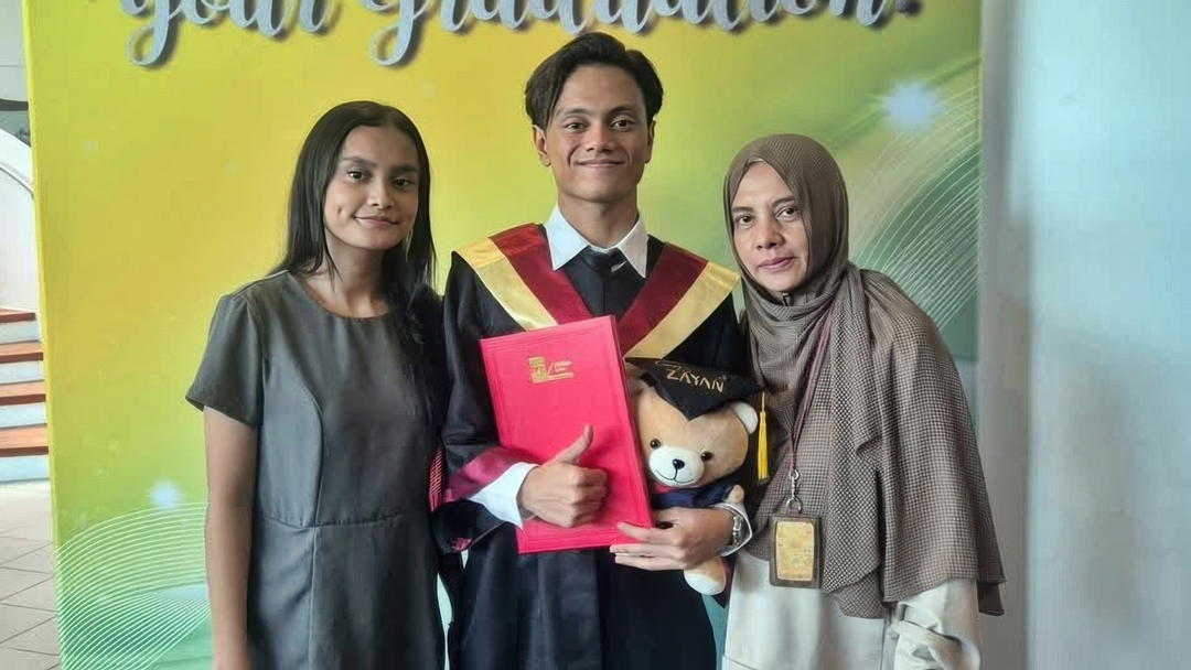 Ms Zuridah at her son's recent graduation ceremony.