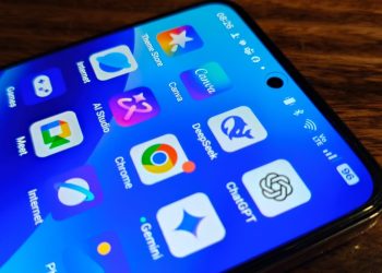 A handphone screen showing AI apps